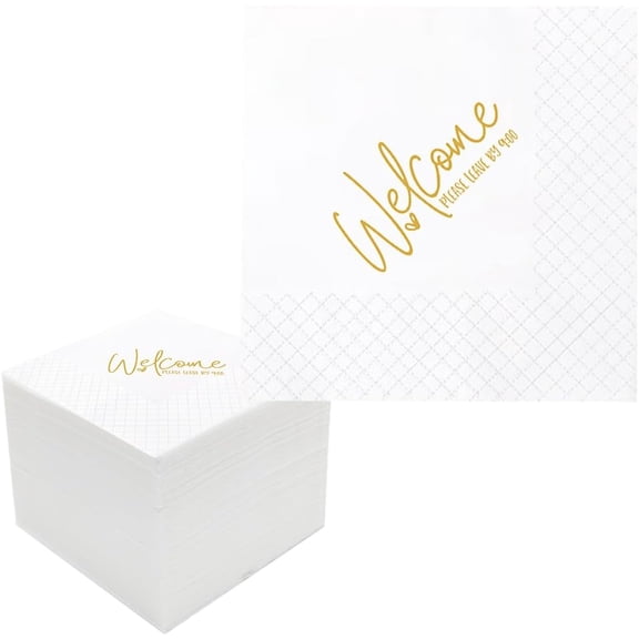 20pcs Funny Cocktail Napkins, Welcome Please Leave By 9 Disposable Paper Cocktail Napkins for Bar Restaurant Wedding Dinner Party Party Decor , 5x5 Inches 5"x5"