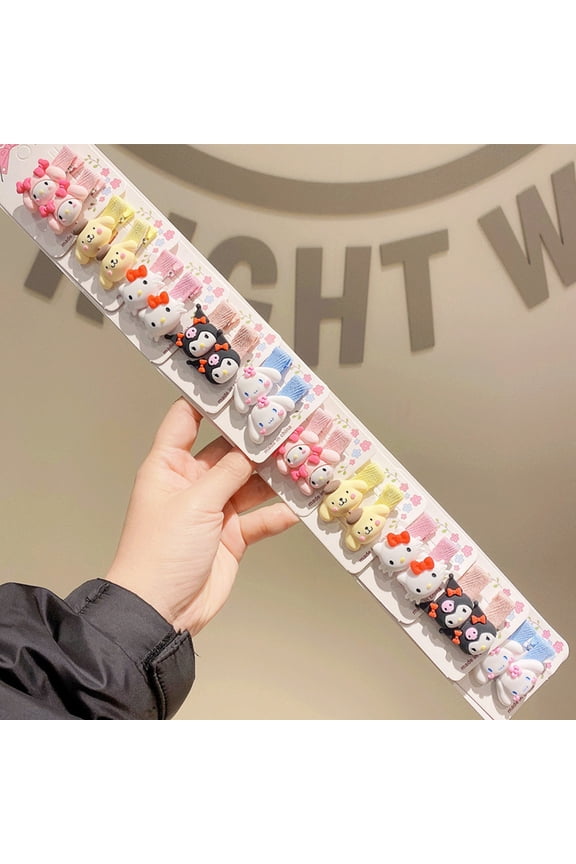 20pcs Girls Melody Kuromi Pompompurin Cinnamoroll Cute Kitty Hairpin Barrette Xmas Gifts