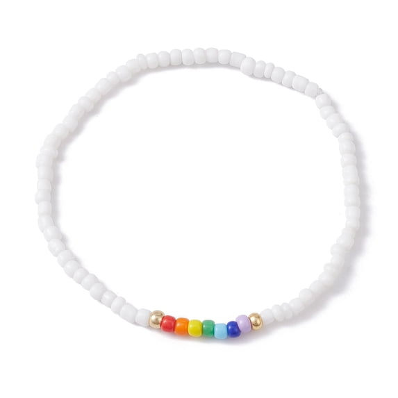 20pcs Glass Seed Beaded Stretch Bracelets Colorful Inner Diameter: 2-1/4 inch(5.8cm)