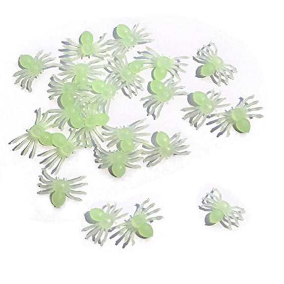 20pcs Glow in The Dark Halloween Spider Toys, Luminous Plastic Fake Spiders Prank Props, Spooky Realistic Spider Decor for Halloween Party Haunted House Indoor Outdoor