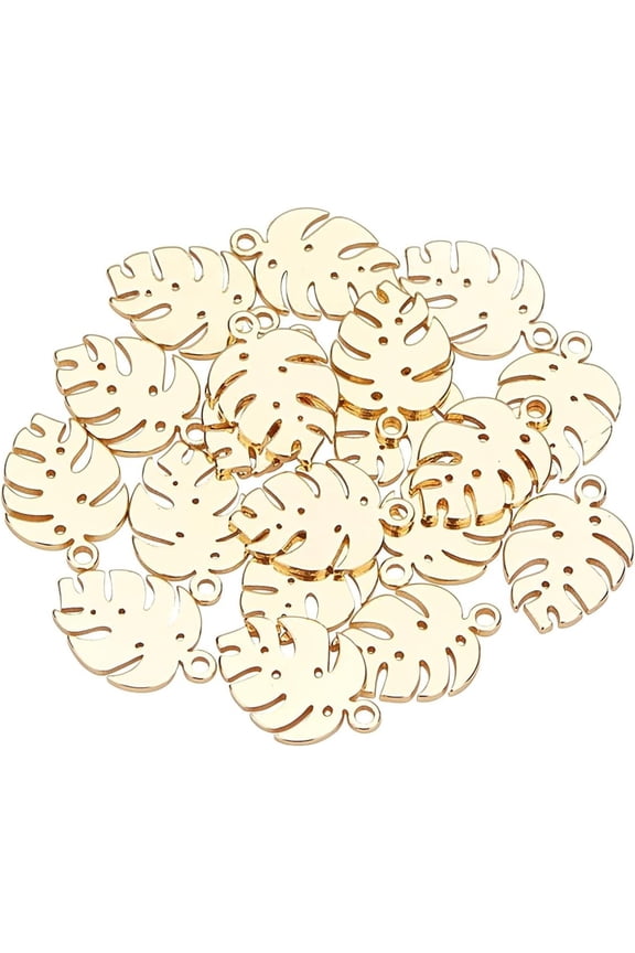 20pcs Gold Plated Leaf Charms Stainless Steel Pendants Smooth Metal DIY Pendant 1.2mm Hole for Jewelry Findings Making 13mm for making