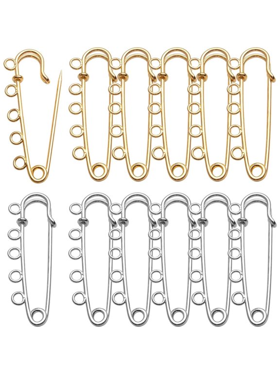 20pcs Gold/SilverMetal Heavy Duty Blanket Safety Pins Kilt Pins with Large Safety Pins,5 Loops for Crafting Arts Brooch Clothes, 50mm