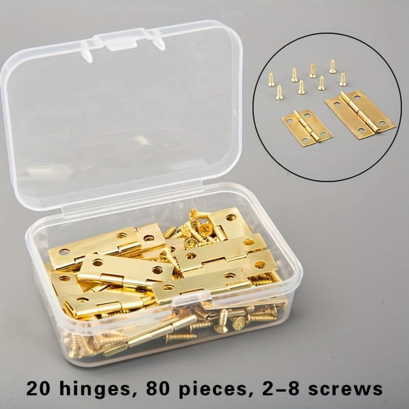 20pcs Golden 1/1.5 Inch Folding Hinge Door And Window Hinges, Door Hinges Folding Docking Hinges, Used for Door Box Covers And Wooden Boxes, Black Hardware Control Device