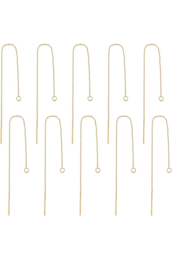 20pcs Golden Stainless Steel Ear Threads Earrings 109mm Long String Ear Threads with Loops Drop Earring Threader Jewelry Finding for Jewelry Making