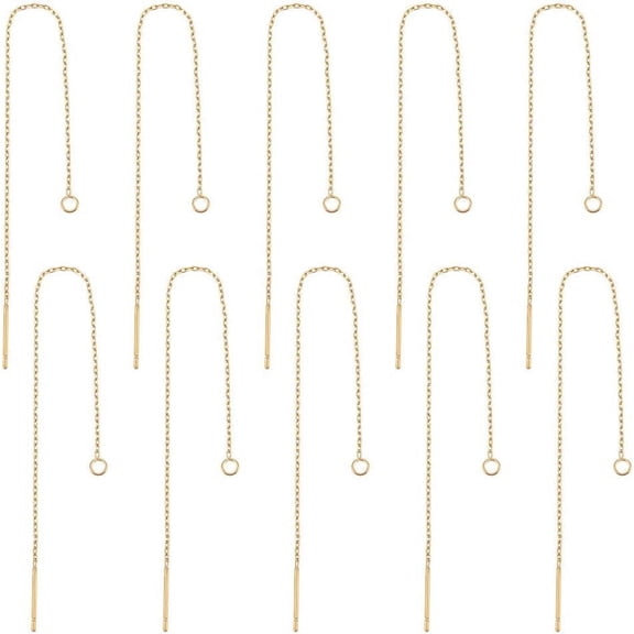 20pcs Golden Stainless Steel Ear Threads Earrings 109mm Long String Ear Threads with Loops Drop Earring Threader Jewelry Finding