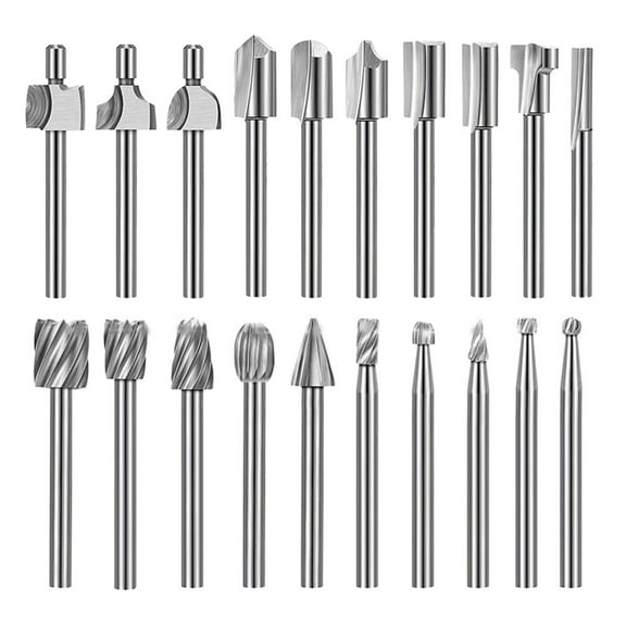 20pcs HSS Wood Carving Router Bits Set for Engraving and Drilling
