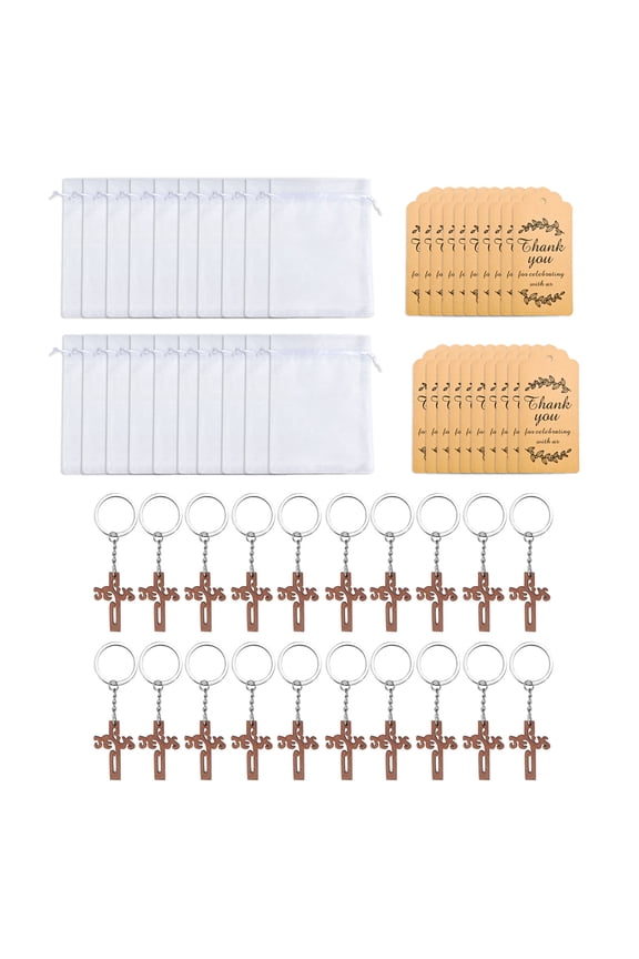20pcs Handmade Crucifix Keychain Religious Favor Offering Artistic Packaging Guest Gift