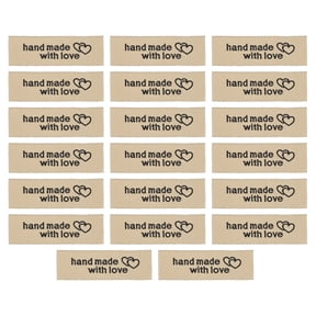 Uxcell 20pcs Handmade with Love Sewing Labels Embroidered Label Tags for Sew on Clothing Garment Chocolate