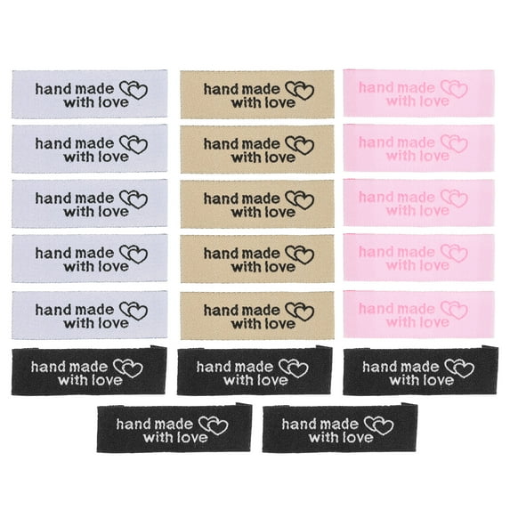 20pcs Handmade with Love Sewing Labels Kit Embroidered Label Tags for Sew on Clothing