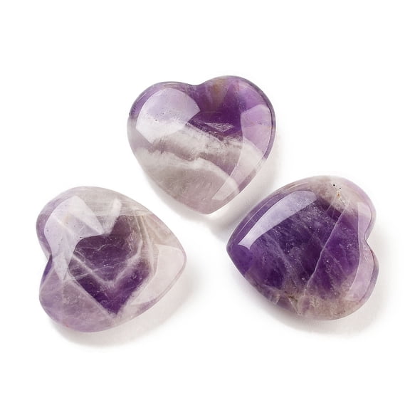 20pcs Heart Natural Amethyst Palm Stones Anxiety Healing Thumb Stone 19.5~20.5x20~20.5x5.8~6.8mm