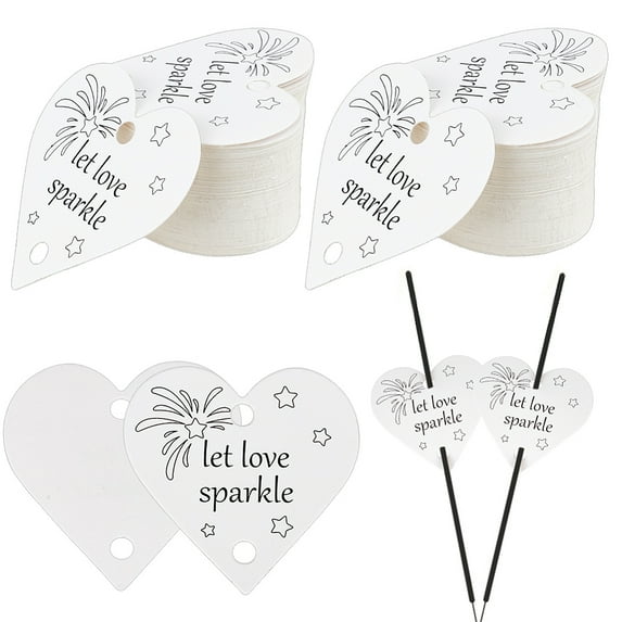 20pcs Heart Shape Wedding Sparkler Tags 2.4x2.3 Inch Sparkler Cards Let Love Sparklering Cards White Rustic Favors Sparkler Tags with 6mm Hole for Wedding Ceremony Party Display Decor