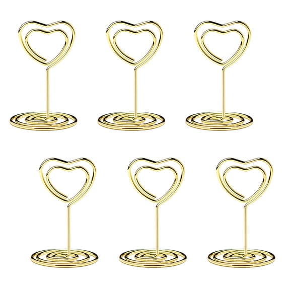 20pcs Gold Mini Table Number Holders, Heart Design Place Card Stands for Wedding Reception, Photo Frames, Menu Labels, Romantic Table Centerpiece Decor, Gold