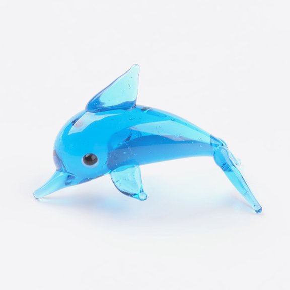20pcs Home Decorations Handmade Lampwork Display Decorations Dolphin Deep Sky Blue 29x12x17mm