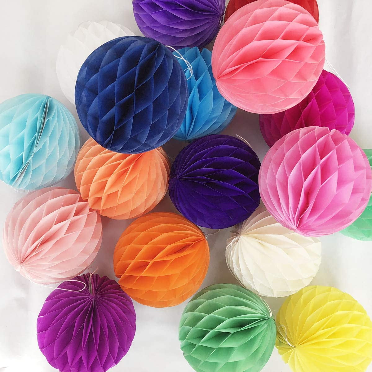 20pcs Honeycomb Flower Balls Party Decoration Paper Tissue Ball Pom Poms for Birthday Wedding Home Decor (6inch, Multi-Color)