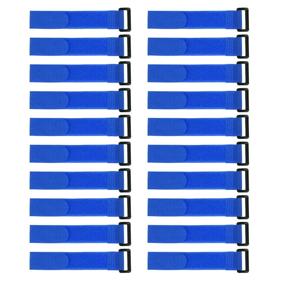 20pcs Hook and Loop Straps 1-inch x 8-inch Securing Straps Reusable Fastening Cable Tie (Blue)