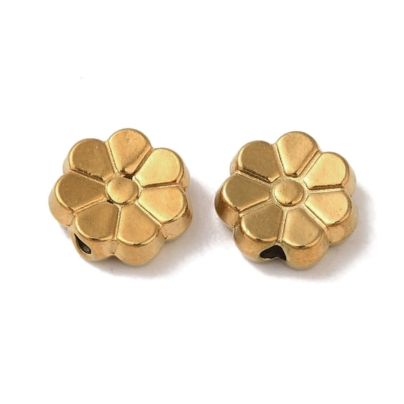 20pcs Ion Plating(IP) 304 Stainless Steel Beads Flower Golden 8.5x3mm Hole: 1.4mm DIY