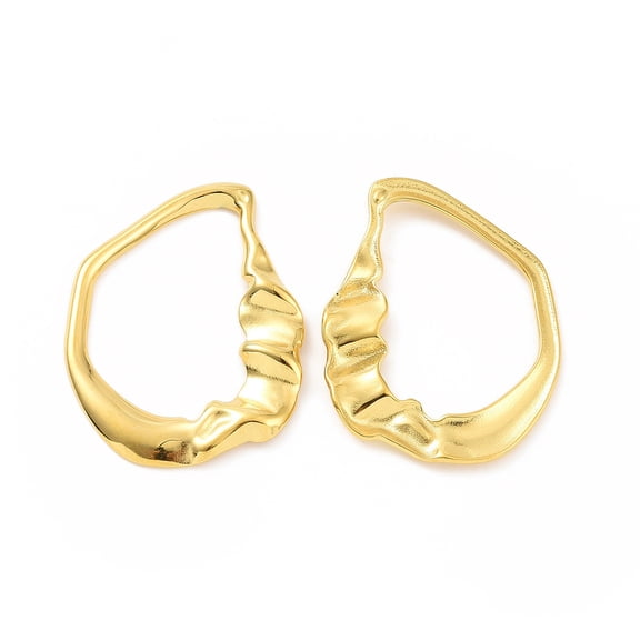 20pcs Ion Plating(IP) 304 Stainless Steel Linking Rings Ruffled Irregular Teardrop Real 18K golden Plated 32x25x3mm Inner Diameter: 17x25mm