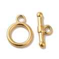 thumbnail image 1 of 20pcs Ion Plating(IP) 304 Stainless Steel Toggle Clasps Ring golden Ring: 15.5x12x2mm Hole: 2mm Bar: 17x7x3mm Hole: 2.5mm, 1 of 2