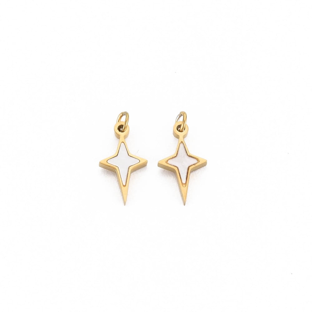 20pcs Ion Plating(IP) 304 Stainless Steel with Jump Rings and Shell Star Golden 11x6.5x1.5mm Jump Ring: 3x0.5mm 2mm inner diameter