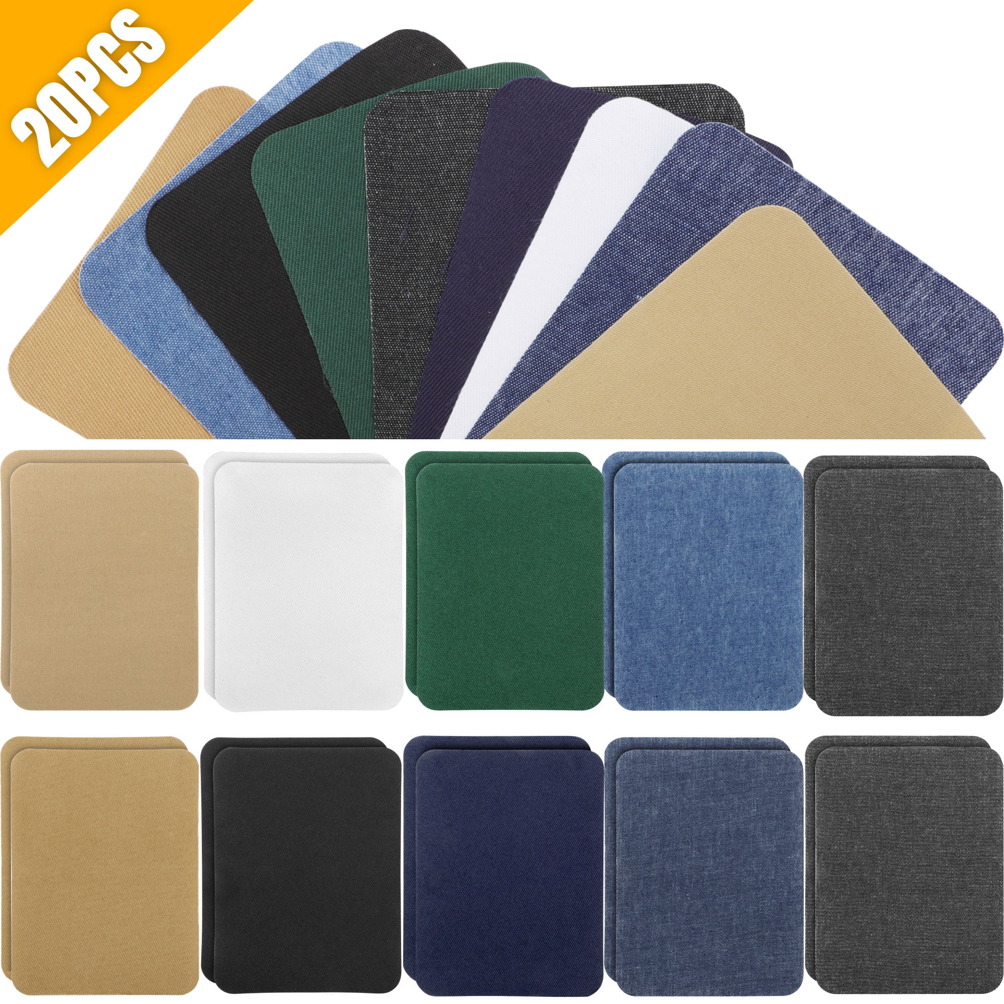 20pcs Iron On Patches for Clothing, EEEkit Adhesive Denim Patches for DIY Jeans, Jackets and