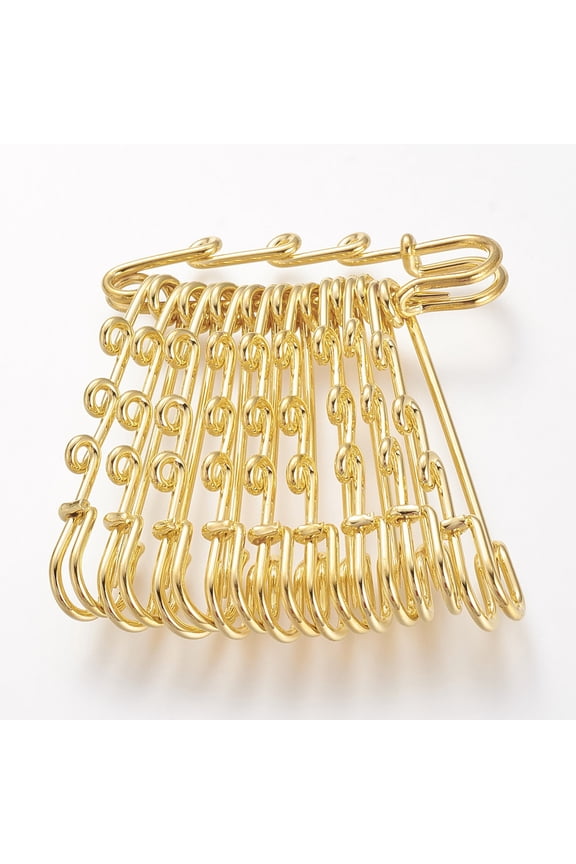 20pcs Iron Safety Brooch Findings Kilt Pins Golden 50~55x15x5mm Hole: 1.5mm