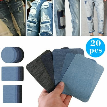 20pcs Iron on Denim Patches, EEEkit Repair Patches Kit for Jeans, DIY Decorative Sticker, Sew on Patches for Repairing