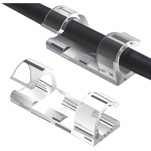 20pcs JacobsParts Clear Plastic Adhesive Cable Cord Wire Organizer Clips Holders for Office, Under Desk, Car, PC, TV, Christmas Lights (0.2" Diameter)