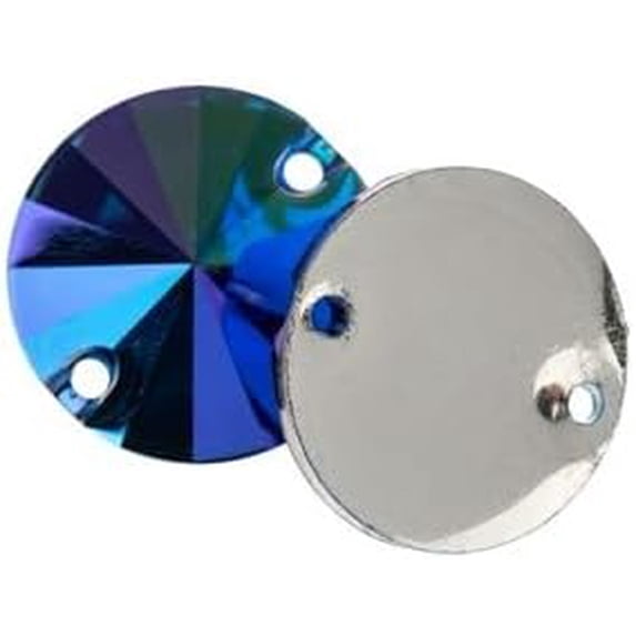 20pcs John Bead 16mm Blue AB Resin Round Shape Sew-On Flatback Metalico Sewing Rhinestones with Double Holes for Crafts Clothing Fashion Design Decoration