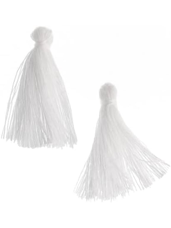 20pcs John Bead 1in White Mini Small Craft Cotton Tassels for DIY Crafts Making Earring Keychain Fringe Pendants Bookmark Bag Hanging Curtain Decoration