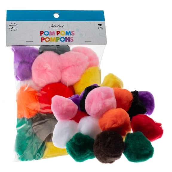 20pcs John Bead 2in Multi Color Round Pom Poms for Crafts DIY Art Creative School Projects Party Favors Decorations Supplies