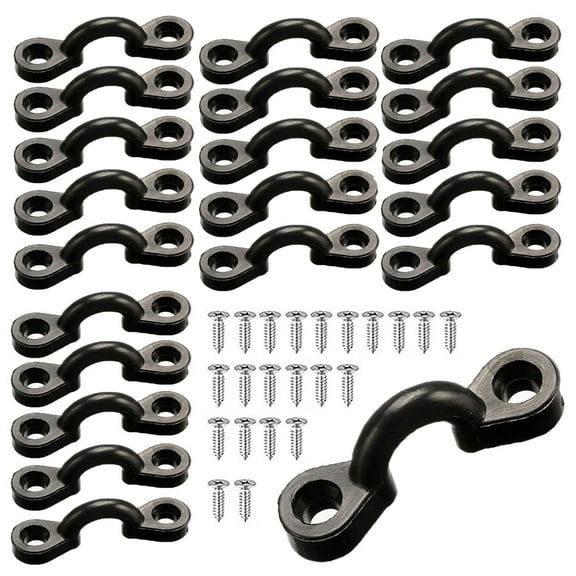 20pcs Kayak Deck Rigging Kit Black Nylon Eye Straps Sturdy Bungee Deck Loops Tie Down Pad Eye with Stainless Steel Screw Accessories for Canoe Boat Kayak Deck Rigging