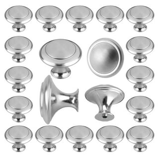 64mm Brushed Nickel Faux Screw Cup Cabinet Handle & Round Knob