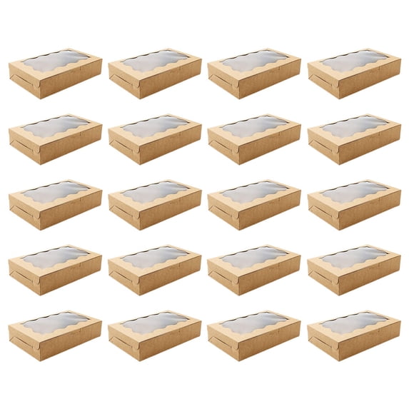 Packaging Box Inner Protection 20pcs Kraft Paper Boxes with Clear Window for Cakes Cookies and ...