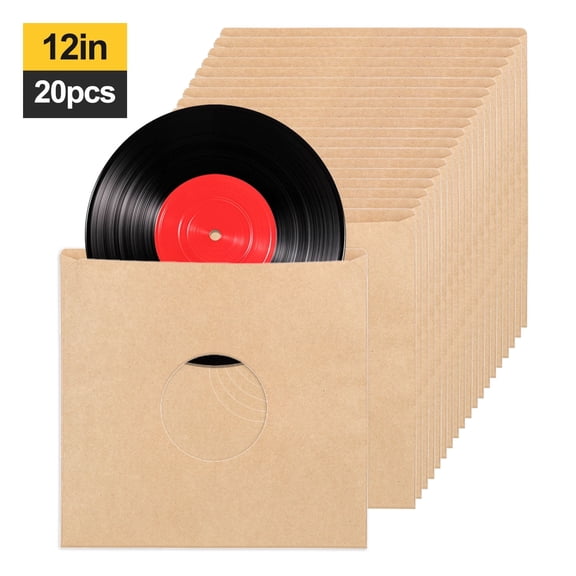 20pcs Kraft Paper Vinyl Record LP Jackets, EEEkit 12" Cardboard Outer Sleeves Protective Covers for Albums