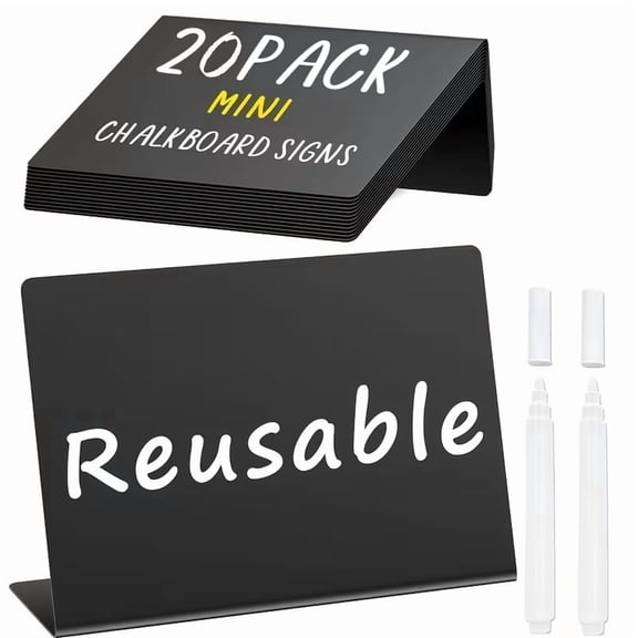 20pcs L-Shaped Acrylic Chalkboard Signs for Buffet Wedding Party Food Labels