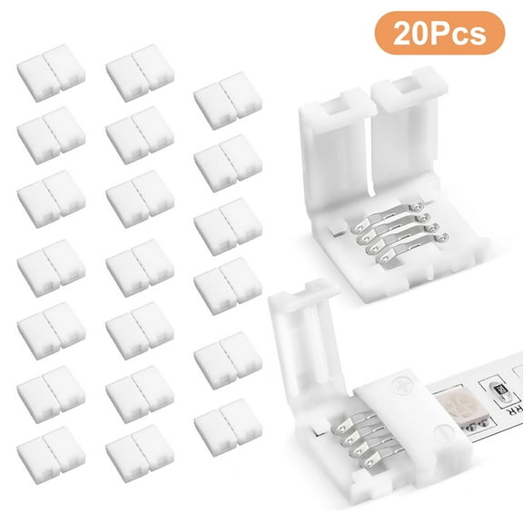 20pcs LED Strip Light Connectors, TSV 4 Pins Light Strips Solderless Connectors Clip, Fireproof, for 10mm SMD5050 RGB LED Flexible Strip Lights Strip to Strip