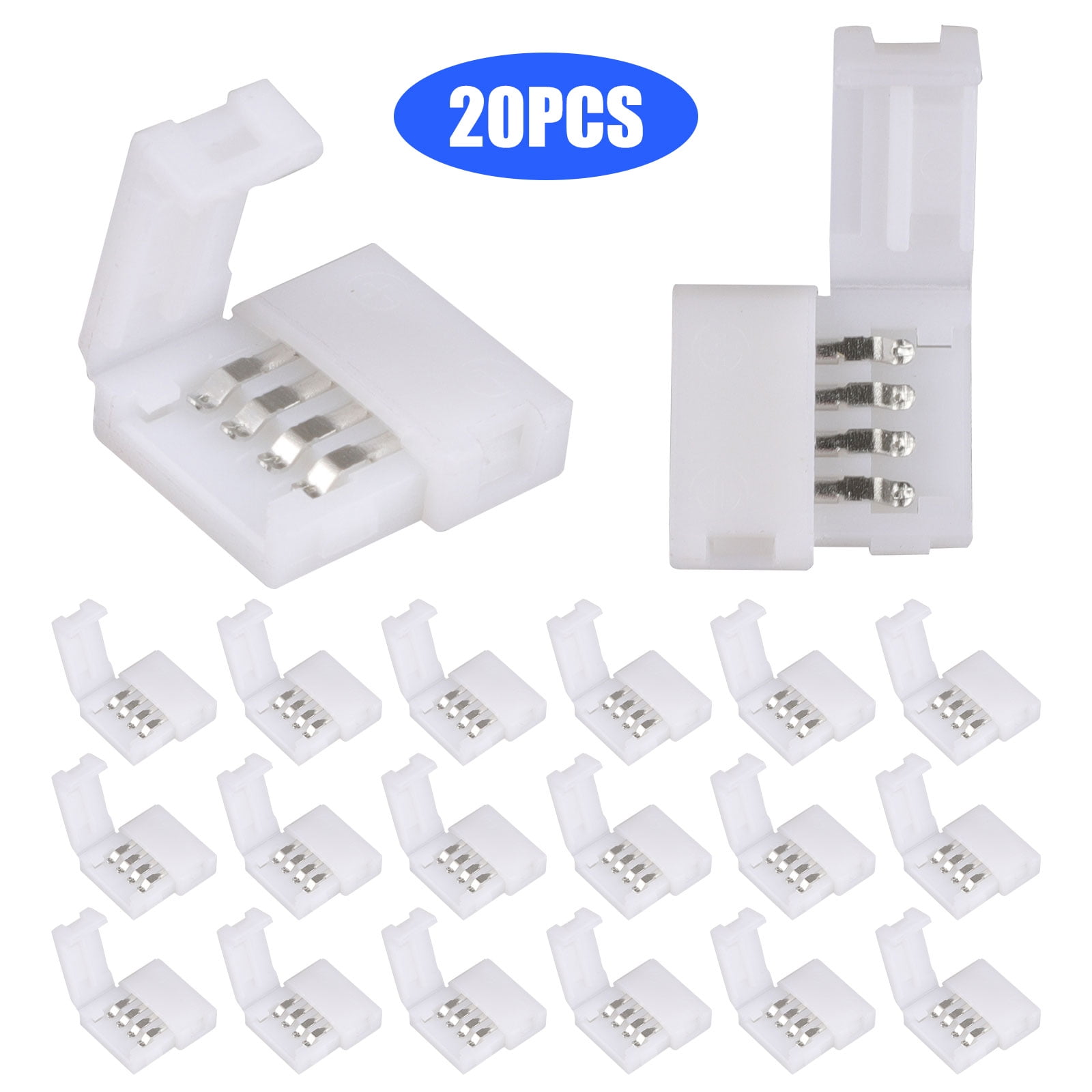 2 Pin L Shape Solderless LED Connector Clips, Max Amp 5A, 90° Connection of  10mm Width Single Color LED Strip Light