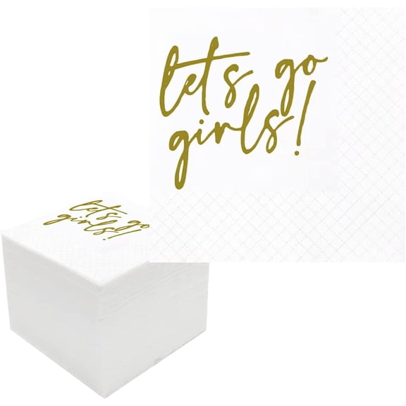 20pcs LETS GO GIRLS Cocktail Napkins, Gold LETS GO GIRLS Cowgirl Disco Last Rodeo Nashville Bachelorette Party Napkins for Bridesmaid Bridal Shower Wedding Table Decor | , 5x5 Inches 5"x5"