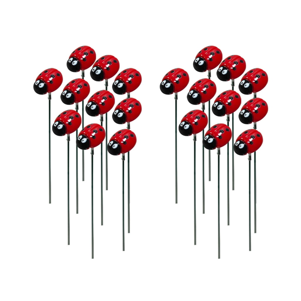 20pcs Ladybug Garden Stake Decoration Waterproof Flower Pot Yard Lawn Ornaments