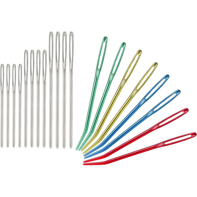 20pcs Large Eye Needles Multicolored Big Eye Blunt Needle Stainless Steel Darning Needle Yarn Needle Wool Needle Sewing Knitting Needles for Crochet