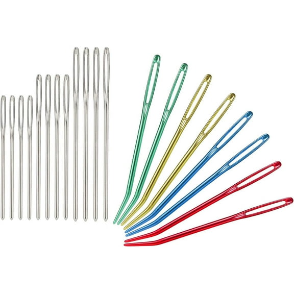 20pcs Large Eye Needles, Multicolored Big Eye Blunt Needle Stainless Steel Darning Needle Yarn Needle Wool Needle Sewing Knitting Needles for Crochet Projects