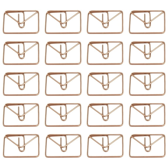20pcs Large Metal Paper Clips Envelop Shape Paper Simple Note Clips Portable Office Clamps(Rose Gold)