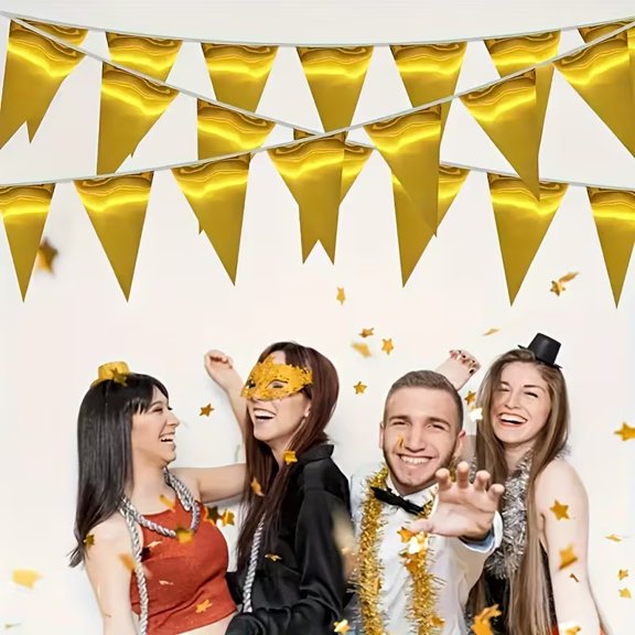 20pcs Large Triangular Flags with Mirror Stitching - Perfect Decorative Hanging Flags for Parties and Events