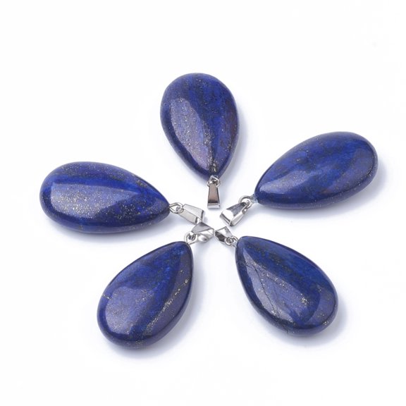 20pcs Lazuli Pendants with Alloy Findings teardrop Dyed 45~46x23~24x11~12mm Hole: 8x4mm