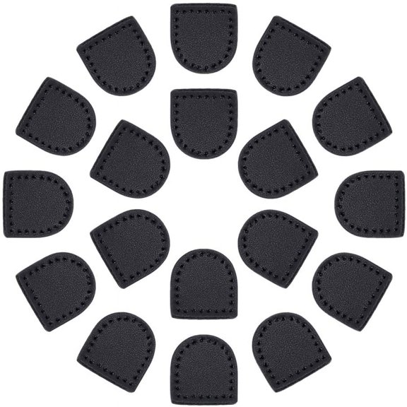 20pcs Leather Zipper Puller Tail 30mm Half Oval Puller Closure Zipper Stops Black Leather Top StopsDIY Craft Making Sewing Knitting