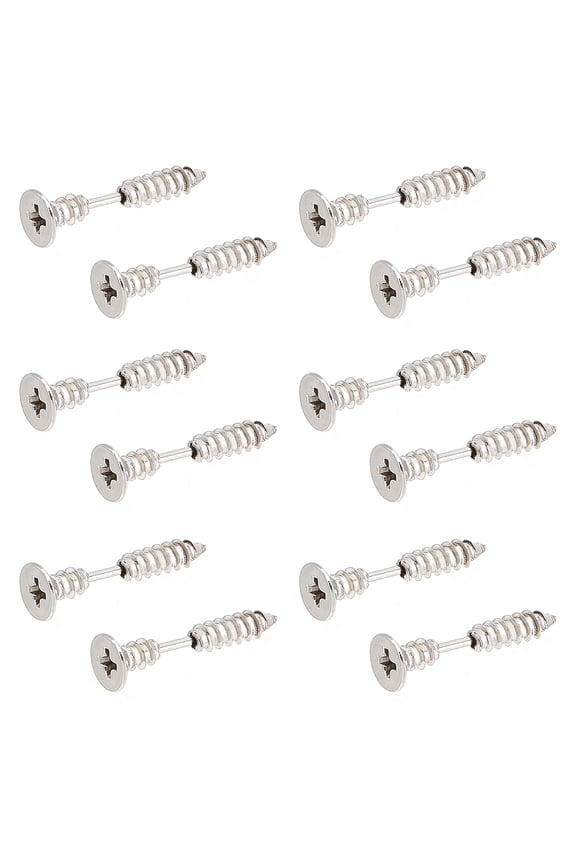 20pcs Light Grey Nail Screw Pierced Stud Earrings 304 Stainless Steel Ear Fake Plugs Unisex Punk Hip-hop Earring Findings for DIY Earrings Jewelry Making