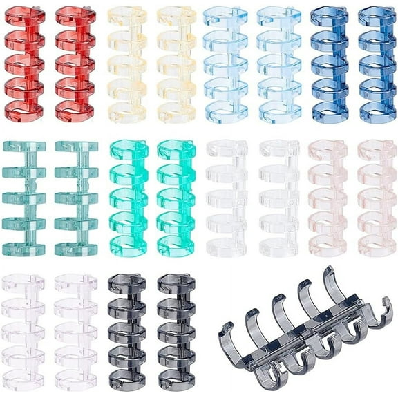 20pcs Loose Leaf Binders 5-Ring Snap Split Book Rings Translucent Binding Spines Combs for Diary Scrapbook Binding