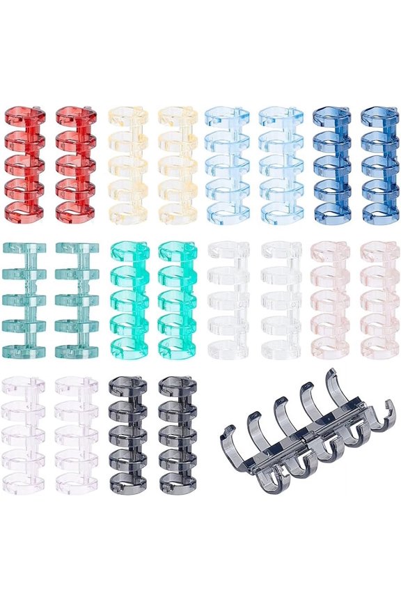 20pcs Loose Leaf Binders 5-Ring Snap Split Book Rings Translucent Binding Spines Combs for Diary Scrapbook Binding
