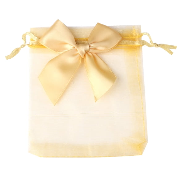 20pcs/Lot Bow Organza Jewelry Bags 9x12 10x15 13x18cm Wedding Party Jewelry Candy Drawstring Packaging Pouch Gift Bag Wholesale 3gold color 9x12cm