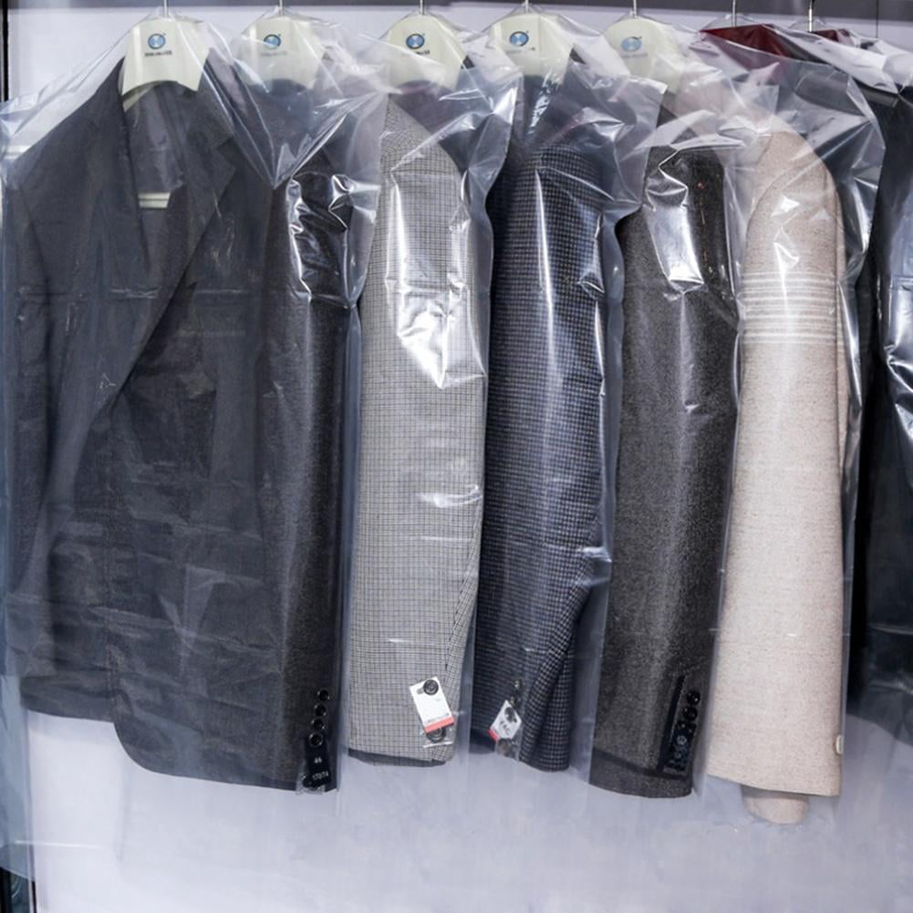 "20pcs/Lot Plastic Transparent Dust Cover Garment of Clothes Hanging Pocket Storage Bag Wardrobe Hanging Clothing 60x90cm"